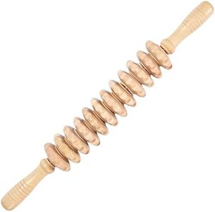 PURAVA Wooden Massage Roller - Curved Design Massage Roller Stick for Enhanced Circulation and Relaxation - Portable and Lightweight Wooden Roller Massager - Natural Brown