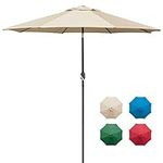 Joomer 9ft Patio Umbrella, Table Balcony Umbrella and Outdoor Beach Umbrella with 8 Sturdy Rib, Easy Push Button Tilt Market Umbrella for Patio Garden Beach Pool Backyard - Beige