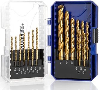 COMOWARE 21Pcs Drill Bit Set - Titanium-Coated HSS Twist Drill Bits for Metal, Wood, Plastic, 1/16"-1/2" Range, Straight Shank with Indexed Storage Case, Durable Drill Bits Kit