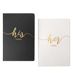 Vow Books for Wedding His and Hers Elegant Gold Foil Set of 2 Wedding Notebook with 28 Pages (Black+black, 4"x6")