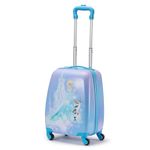 Disney Store Official Frozen Luggage, 30x23x48cm, Blue Hard Shell Suitcase for Kids, with Telescopic Handle and Multi-Directional Wheels, Featuring Elsa, Olaf and Snowflake Pattern