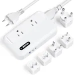 BESTEK 220V to 110V Voltage Converter, Universal Travel Adapter with 3-Port USB Charging (2 PD35W) for Hair Straighteners Curling Irons, Power Converter Plug Combo US to EU UK (White)