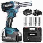 Seesii 3/8" Cordless Impact Wrench, Power Impact Gun w/Max Torque 330Ft-lbs(450N.m), 4.0Ah Rechargable Battery & 4 Sockets, Compact Power Impact Wrench for Lightduty Work Car Home,WH450