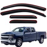 Lightronic WV194528 In-Channel Rain Guards, Dark Smoke, 4-Pieces Set, Fit 2014-2018 Silverado/Sierra 1500, 2015-2018 Silverado/Sierra 2500 HD/3500 HD, 2019 Silverado LD/Sierra 1500 Limited, Double Cab