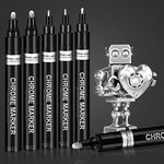 5Pcs Silver Liquid Mirror Chrome Markers, Oil-based Permanent Chrome Paint Pens for Model Painting, Repairing, Marking or DIY Art Projects, Waterproof Reflective Gloss Metallic Markers