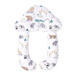 Baby's Full Body Support Pillow, Newborn Head, Neck, and Legs Protection Pillow for Car Seat, Infant Shaping Pillow for Stroller (Gray Panda Elephant, 45cm*68cm)