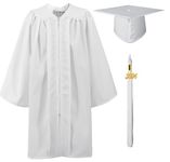 GraduationMall Matte Kindergarten & Preschool Graduation Gown Cap Set with 2024 Tassel White 36 (4'3"-4'5")