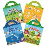 GUYUCOM 4 Pack Reusable Sticker Books, Toys for Age 2 3 4 Year Old Kids Boys Toddlers, 3D Clear Ocean Boay Insect Farm Sticker Book Educational Learning Toy Birthday Gifts