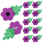 Yaomiao 10 Pieces Felt Poppy Brooch Felt Flower Pin Poppy Pin with Cute Black Button Small Knitted Badge Handmade Brooch (Purple)