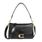 COACH Soft Calf Leather Tabby Shoulder Bag, Black, One Size