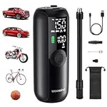 Woowind Tyre Inflator and Bike Pump, LP1 Portable Air Compressor for Car, Bike, 150 PSI, Auto Shut-Off with Presta and Schrader Valve