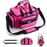 Goture Small Fishing Tackle Bag, Water-Resistant Fly Fishing Bag for Women Men, Fishing Tackle Storage Bag, Fishing Tackle Box Bag with Padded Shoulder Strap to Store 3 3600 Tackle Boxes, Pink