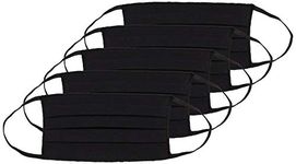 Oscar Apparels Reusable Face Mask, 100% BCI Cotton with Elastic Loop, Black, Adult (5 Pack)