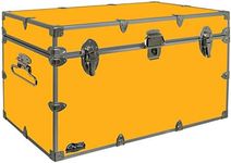 C&N Footlockers - XL Graduate Storage Trunk - Made in the USA - STEEL Footlocker for College Dorm Room & Summer Camp - 32 x 18 x 18.5 Inches (Gold)