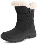 Polar Womens Memory Foam Twin Zip Opening Pull On Nylon Waterproof Thick Faux Fur Lined Winter Rain Snow Boots - Black/Beige - UK8/EU41 - YC0662