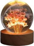 suruim Daisy Flower Crystal Ball Night Light, Floral Resin Lamp Decor, Cute Daisy Gifts for Women and Girls, Flower Night Light for Bedroom, Living Room, or Office (Red Daisy)