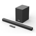 Tribit Soundbar Speaker S1 with Wired Subwoofer for Deep Bass(200W), 2.1 Channel TV Home Theatre, Bt v5.3, LED Display, Multiple Connectivity and 4 EQ Modes, Bass & Treble Control & Remote Control