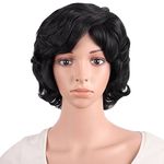 MapofBeauty 11.8 Inch/30cm Elderly Curly Short Curly Fashion Wigs(Black)