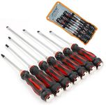 TEESTA 7 Pcs Demolition Screwdriver Set R'deer CR-V Strong Magnetic Demo Driver Slotted Impact Screwdriver Kit Chiselling and Loosening Seized Screws (7 pcs screw driver)