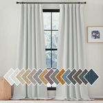 NICETOWN Room Darkening Linen Curtains 84 inches Long, Rod Pocket/Back Tab/Hook Belt Faux Linen Burlap Noise Reducing Window Drapes for Living Room/Bedroom, Greyish White, W50 x L84, 2 Panels