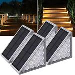 Adyos 4 Pack Warm White Solar Stair Lights Outdoor, Outdoor Step Lights, Outside Solar Garden Decking Lights, Ground Patio Walkway Pathway Decoration & Outdoor Triangle Solar Powered Waterproof Lights