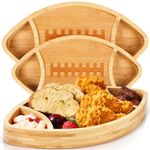 Qunclay 2 Pcs Football Shaped Bamboo Serving Tray Shaped Football Plates Chip Dip Snack Serving Dish Reusable Party Serving Platter Serveware for Game Tailgate Party Supplies Decorations, 2 Sizes