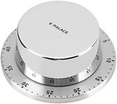 Mechanical Kitchen Timer 60 Minute Timing with Magnet Backing Loud Alarm Stainless Steel Body Mechanical Timer Home Cooking Baking Timer Silver(Silver)