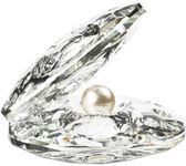 Okuna Outpost Crystal Seashell, Glass Figurine with Pearl for Wedding Gift (3.5 x 3 x 2.7 in.)