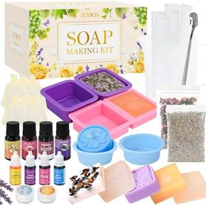 Soap Making Kit, JCOOS Soap Making Kit for Adults and Kids, Soap Making Supplies - Melt and Pour Soap Base, Soap Mold, Soap Colorant, Fragrances, Dried Flowers, Glitter, Kids Craft Diy Kits for Adults