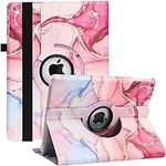 Rotating Case for 9th Generation Case 2021 / iPad 8th Generation 2020 / 7th Generation 10.2" 2019, 360 Degree Rotating Multi-Angle Viewing Folio Stand Case with Auto Sleep/Wake Feature (Pink Marble)