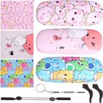 3Pack Cute Cartoon Hard Shell Eyeglasses Cases for Girls Kids Teen Protective Case with Glasses Cloth Storage Box Eyeglass Cases Retainer Holder