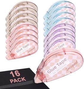 Secopad Scrapbook Tape, 16 Pack Double Sided Tape Roller for Crafts, Adhesive Glue Runner Scrapbooking Supplies Journaling School Office Teacher Supplies, 0.3IN x 26FT, Clear Light-Colored Shell