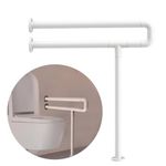 AGEasy (Max Group) Toilet Grab Bar with Floor Support (24.8 inches) | Wall Mounted Bathroom Safety Rail for Added Support | Anti-Rust Fixed Grab Bar with Anti-Slip Nylon Grip