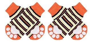 KUTKUT Anti-Slip Dog Socks with Grips Traction Control for Small Medium Large Dogs, Non Skid Indoor Double Side Pet Paw Protector for Hardwood Floor Wear (Size: L)
