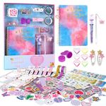 DIY Diary Set -8 9 10 11 12 13 14 Year Old Girl's Gift - Girl's Writing Cool Birthday Gift Creativity - Teen Kid's Art and Handicrafts - Fashion Items for Teenage Girls - Fun Clip Book and Diary Set