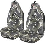 rhinos autostyling For Toyota Hi-Lux 4x4 - Heavy Duty Durable Nylon Driver Passenger Grey Camouflage Pair Waterproof Car Van Front Seat Covers Protectors - 2 x Fronts