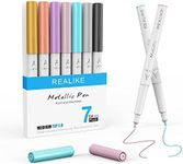 REALIKE Metallic Pens for Cricut Maker 3/Maker/Explore 3/Air 2/Air, Multicolor Marker Pens Set of 7 Pack Drawing Coloring Pens Compatible with Cricut Machine (1.0 Tip)