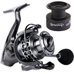 Sougayilang Fishing Reel 13+1BB Light Weight Ultra Smooth Aluminum Spinning Fishing Reel with Free Spare Graphite Spool-XY1000