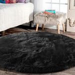 Latepis Round Area Rugs 10 ft Black