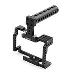 Anoder Camera Cage with Grip Handle Aluminum Alloy with Cold Shoe 1/4&3/8 Holes Compatible with Canon M50