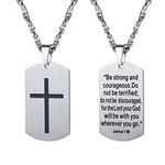 PROSTEEL Cross Jewelry Men Dog Tag Cross Pendant Stainless Steel Bible Inspirational Mens Dogtag Necklaces