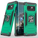 YmhxcY Compatible with Galaxy Note 8 Case with 3D Curved Screen Protector,Armor Grade Cases with Rotating Holder Kickstand Non-Slip Hybrid Case For Samsung Galaxy Note 8 6.3" KK Dark Green