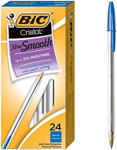 BIC Cristal Xtra Smooth Ballpoint Pen, Medium Point (1.0mm), Blue, 24-Count