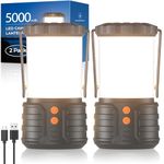 2 Pack Camping Lantern,Led Camping Lanterns,5000mAh Rechargeable Battery Emergency Lights for Power Outages,3 Colors,IPX4 Waterproof Portable Flashlight Camping Tent Light for Home or Hurricane Hiking