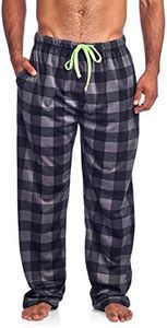 Ashford & Brooks Men's Fuzzy Fleece Sleep Lounge Pajama Pants - Charcoal Buffalo Check - Medium