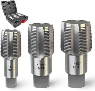 3-Piece NPT Pipe Tap Set, 1", 1-1/4", 1-1/2", NPT Tap Carbon Steel Hand Threading Plumbing Tap Set for Accurate Threads, Assorted Plumbers Mechanics DIY Thread cutting tools.