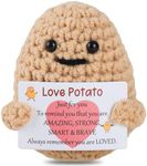 AFORENTIER Funny Love Potato Mini Knitted Wood Potato Doll with Positive Card Cute Positive Boyfriend Girlfriend Gifts Valentine Birthday Thanksgiving for Your Love