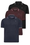 BadRhino Big & Tall 3 Pack Core Essential Everyday Tee Classic Collar Short Sleeve Polo Shirt Top - Men's Golf Longer Length 100% Cotton Multipack - M to 8XL Blue 3XL