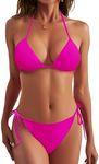 Sucrefas Women String Bikini Set Halter Two Piece Swimsuit Triangle Bathing Suits Rose S