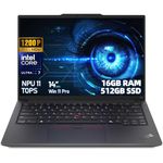 Lenovo ThinkPad E14 Gen 6 AI Laptop, 14" WUXGA, Intel Core Ultra 7 155H, NPU 11 Tops, 16GB DDR5, 512GB SSD, Windows 11 Pro, Fingerprint, Wi-Fi 6E, Thunderbolt 4, ThinkShield, MIL-STD-810H